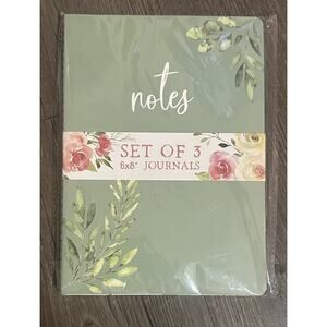 Set of 3 Floral Journals Notebooks 6x8 Cottagecore Notes Green Pink Plaid